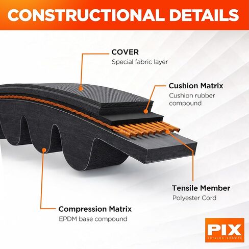 PIX V-Belt 5VX1030 Raw Edge Cogged - 5/8 X 103in OC, Power Transmission Belt for Compressors, Pumps, Fans, Vacuum Pumps, Blowers, Generators, Heat Exchangers, and Industrial Drives in Saudi Arabia