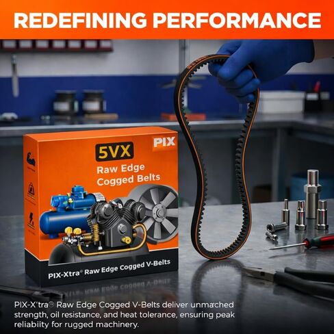 PIX V-Belt 5VX1030 Raw Edge Cogged - 5/8 X 103in OC, Power Transmission Belt for Compressors, Pumps, Fans, Vacuum Pumps, Blowers, Generators, Heat Exchangers, and Industrial Drives in Saudi Arabia