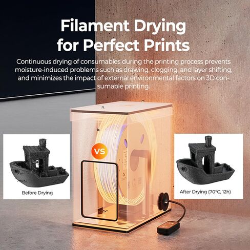 سخان غرفة تجفيف الشعيرات الرسمي من Creality، درجة حرارة الغرفة تصل إلى 70 درجة مئوية تقلل من تشوه الطباعة بنفسك على صندوق فرز الخيوط، حيث يتم تثبيت السخان على طابعة ثلاثية الأبعاد أو استخدامه على غطاء Enclsoure in Kuwait