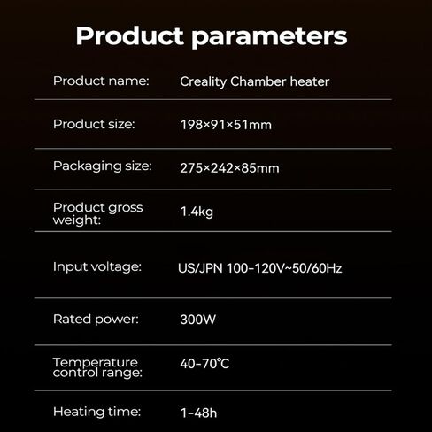 سخان غرفة تجفيف الشعيرات الرسمي من Creality، درجة حرارة الغرفة تصل إلى 70 درجة مئوية تقلل من تشوه الطباعة بنفسك على صندوق فرز الخيوط، حيث يتم تثبيت السخان على طابعة ثلاثية الأبعاد أو استخدامه على غطاء Enclsoure in Kuwait