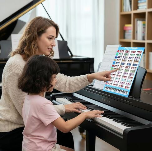 2PCS Piano Chord Chart Reference Guide, 8.5 x 11.4 inch Piano Chords Chart Poster Keyboard Key Poster Cheatsheet Note Charts for Pianos Players Teachers Beginners Gift in Saudi Arabia