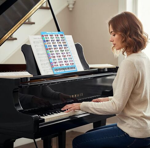 2PCS Piano Chord Chart Reference Guide, 8.5 x 11.4 inch Piano Chords Chart Poster Keyboard Key Poster Cheatsheet Note Charts for Pianos Players Teachers Beginners Gift in Saudi Arabia