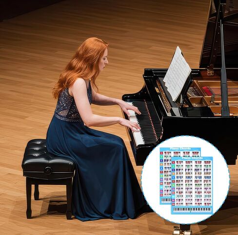 2PCS Piano Chord Chart Reference Guide, 8.5 x 11.4 inch Piano Chords Chart Poster Keyboard Key Poster Cheatsheet Note Charts for Pianos Players Teachers Beginners Gift in Saudi Arabia