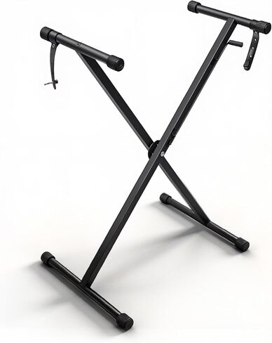 حامل لوحة مفاتيح Single-X، حامل بيانو قابل للتعديل، حامل موسيقى لبيانو كهربائي 54-88 مفتاح، حامل بيانو رقمي مع أشرطة قابلة للقفل، (6 ارتفاعات قابلة للتعديل)، أسود in Kuwait