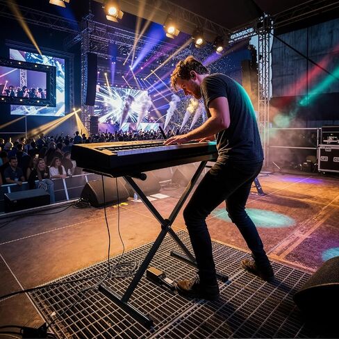 حامل لوحة مفاتيح Single-X، حامل بيانو قابل للتعديل، حامل موسيقى لبيانو كهربائي 54-88 مفتاح، حامل بيانو رقمي مع أشرطة قابلة للقفل، (6 ارتفاعات قابلة للتعديل)، أسود in Kuwait