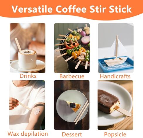 KTOJOY 1000 Pack Birch Wood Coffee Stirrers, 7 Inch Sturdy Coffee Stir Sticks, Smooth Round Ends, Splinter-Free Disposable Stir Sticks for Coffee, Cocktails, Office, Home Use in Saudi Arabia
