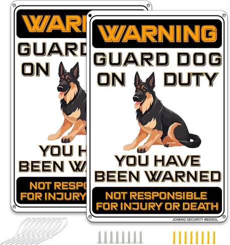 Beware of Dog Signs Do Not Enter Keep Out Aluminum Sign 12x8 Inch 2pack with Mounting Hardware for Home Farm Yard Garden Wall Decor Black in Kuwait
