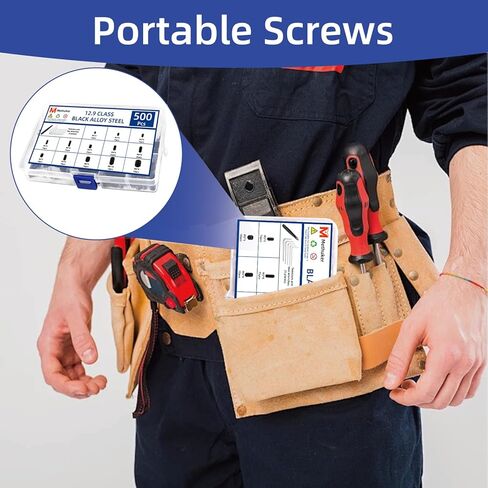 مجموعة متنوعة من البراغي المكونة من 500 قطعة، M3 M4 M5 M6 M8 Allen Hex المقبس، براغي رأس مقبس سداسي، لمسة نهائية سوداء من سبائك الصلب، لتركيبات الحمام، والأثاث، والأعمال اليدوية والإصلاح (5 مفاتيح ربط، 1 ملقط) in Kuwait