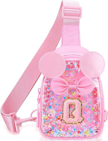 Initial Sling Bag for Girls - 2-7 Year Old Girl Birthday Gifts, Clear Letter Small Crossbody Bag Purses Toddler Kid Gifts Stuff Pink E in Saudi Arabia