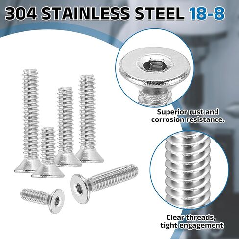 PATIKIL #10-32 x 4 Flat Head Socket Cap Screws, 10 Pcs Countersunk Bolts Head Machine Screws 304 Stainless Steel (18-8) UNF Socket Drive Bolt Fasteners for Industry Machinery in Saudi Arabia