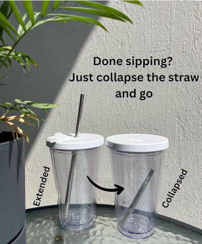 Reusable Iced Coffee Cup 16 Oz, Leakproof Iced Coffee Tumbler, Clear Plastic Tumbler with Lid and Straw, Double Wall Insulated, BPA-Free, No Sweat, for Hot and Cold Drinks in Saudi Arabia