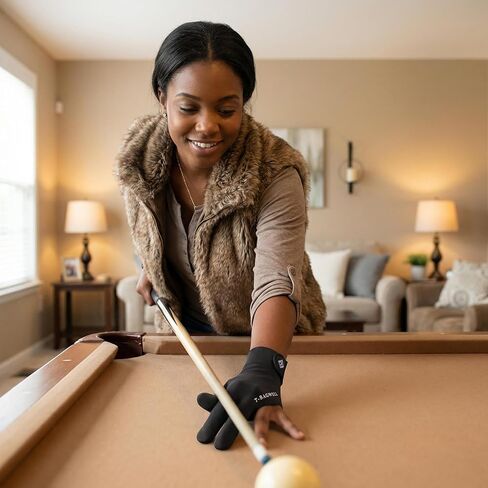Pool Glove Left Hand, Full-Finger Black Cue Sport Glove for Smooth Stroke, Stretch Fit with Easy Grip, 1 Pack for Practice, League Play, and Home Tables in Saudi Arabia