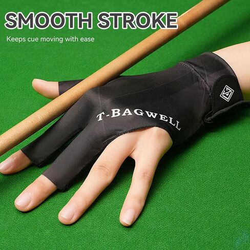 Pool Glove Left Hand, Full-Finger Black Cue Sport Glove for Smooth Stroke, Stretch Fit with Easy Grip, 1 Pack for Practice, League Play, and Home Tables in Saudi Arabia
