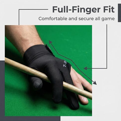 Pool Glove Left Hand, Full-Finger Black Cue Sport Glove for Smooth Stroke, Stretch Fit with Easy Grip, 1 Pack for Practice, League Play, and Home Tables in Saudi Arabia
