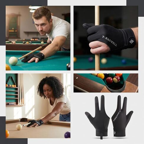 Pool Glove Left Hand, Full-Finger Black Cue Sport Glove for Smooth Stroke, Stretch Fit with Easy Grip, 1 Pack for Practice, League Play, and Home Tables in Saudi Arabia