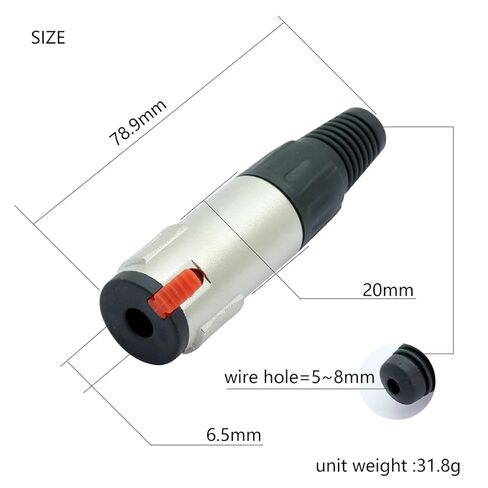 10Pcs/lot 6.35mm Stereo Jack 1/4 Inch TRS Female Connector Microphonne MIC Cable Wire Connector with Locking in Saudi Arabia