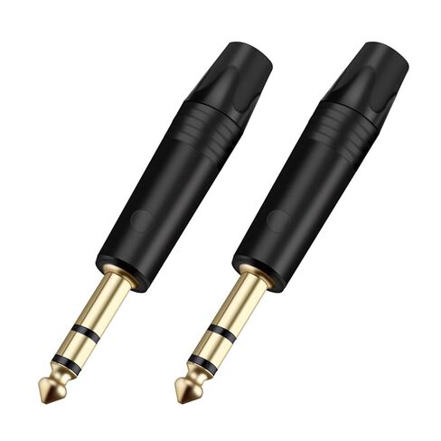 2PCS 6.35MM Jack 3 Poles Stereo 1/4 Inch 6.3MM Male Plug Soldering Wire Connector Brass Microphone Plug Connector(Red) in Saudi Arabia