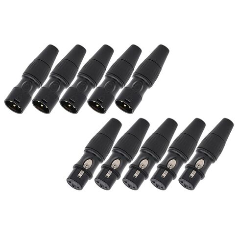 10Pcs/lot 3 Pin XLR Plug Jack Male/Female 3 Pole XLR Socket Microphone MIC Cable Wire Connector Black Color(10xF 3P) in Kuwait