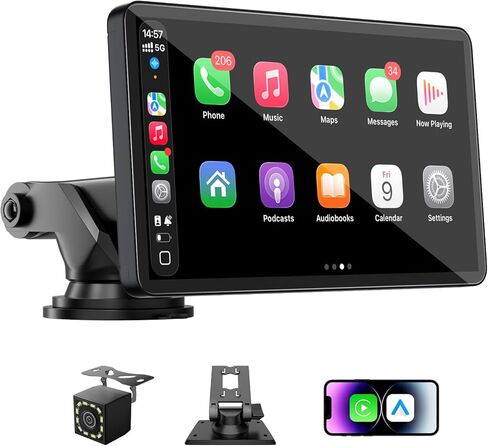 YJ1 Baby Car Camera-6.86 "HD Car Baby Monitor Touchnes مع Apple Carplay ، رؤية 1080p Ultra IR الليلية ، زاوية واسعة 150 درجة ، شاشة مقسمة ، تكبير 3x ، ملاحة GPS ، FM ، Siri ، التوصيل والتشغيل in Saudi Arabia