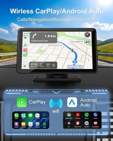 YJ1 Baby Car Camera-6.86 "HD Car Baby Monitor Touchnes مع Apple Carplay ، رؤية 1080p Ultra IR الليلية ، زاوية واسعة 150 درجة ، شاشة مقسمة ، تكبير 3x ، ملاحة GPS ، FM ، Siri ، التوصيل والتشغيل in Saudi Arabia