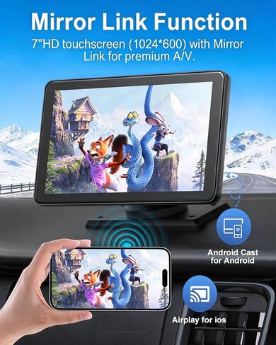 YJ1 Baby Car Camera-6.86 "HD Car Baby Monitor Touchnes مع Apple Carplay ، رؤية 1080p Ultra IR الليلية ، زاوية واسعة 150 درجة ، شاشة مقسمة ، تكبير 3x ، ملاحة GPS ، FM ، Siri ، التوصيل والتشغيل in Saudi Arabia