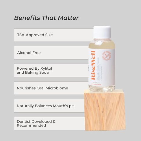 غسول الفم رايز ويل المتوازن بحجم مناسب للسفر - غسول فم طبيعي متوازن درجة الحموضة أثناء التنقل - غسول الفم الجاف الذي طوره طبيب الأسنان - بدون فلورايد إضافي، خالي من الكحول ومعطر للنفس خالٍ من كبريتات الصوديوم الصوديوم - نعناع بري، 2 أونصة in Kuwait