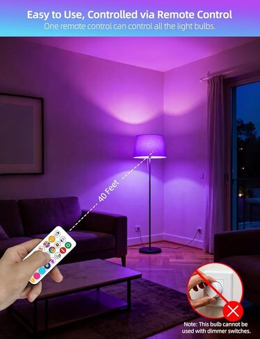 ILC LED Light Bulb 85W Equivalent, Color Changing Light Bulbs 2700K Warm White, Remote Control RGB 6 Modes, Timing, Sync, Dimmable E26 Screw Base (2 Pack) in Saudi Arabia