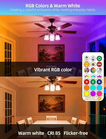 ILC LED Light Bulb 85W Equivalent, Color Changing Light Bulbs 2700K Warm White, Remote Control RGB 6 Modes, Timing, Sync, Dimmable E26 Screw Base (2 Pack) in Saudi Arabia