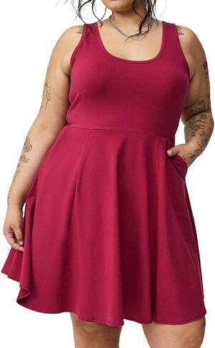 Torrid Women's Plus Size Dress - Foxy Sleeveless Scoop Neck Skater Mini Dress in Saudi Arabia