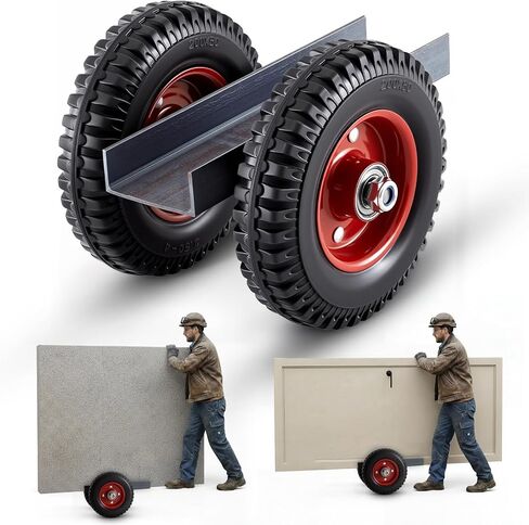 1 Pack Panel Dolly, Door Dolly 440 Lbs / 200 Kg Load Capacity, Heavy Duty Drywall Cart with 8'' Solid Rubber Wheels, Steel Mover for Wood, Plywood, Door, Fence, Sheetrock in Saudi Arabia