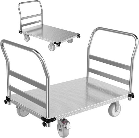 3000LBS Heavy Duty Platform Truck Cart Dolly | 44"x28" 2mm Steel Deck & Reinforced Chassis | 6" TPR Swivel Wheels | Industrial Flatbed Cart for Warehouse, Factory, Logistics in Saudi Arabia