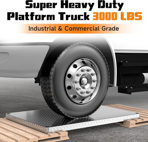 3000LBS Heavy Duty Platform Truck Cart Dolly | 44"x28" 2mm Steel Deck & Reinforced Chassis | 6" TPR Swivel Wheels | Industrial Flatbed Cart for Warehouse, Factory, Logistics in Saudi Arabia