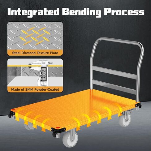 3000LBS Heavy Duty Platform Truck Cart Dolly | 44"x28" 2mm Steel Deck & Reinforced Chassis | 6" TPR Swivel Wheels | Industrial Flatbed Cart for Warehouse, Factory, Logistics in Saudi Arabia