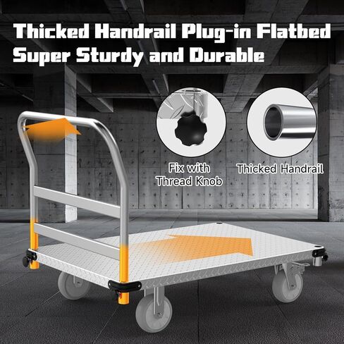 3000LBS Heavy Duty Platform Truck Cart Dolly | 44"x28" 2mm Steel Deck & Reinforced Chassis | 6" TPR Swivel Wheels | Industrial Flatbed Cart for Warehouse, Factory, Logistics in Saudi Arabia