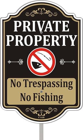 Private Property No Fishing Trespassing Sign 24 Hour Video Surveillance Violators Will Be Prosecuted 18" x 12" With 35" Long Metal Safety Stake With Stand Aluminum Outdoor Use Yard Business in Saudi Arabia