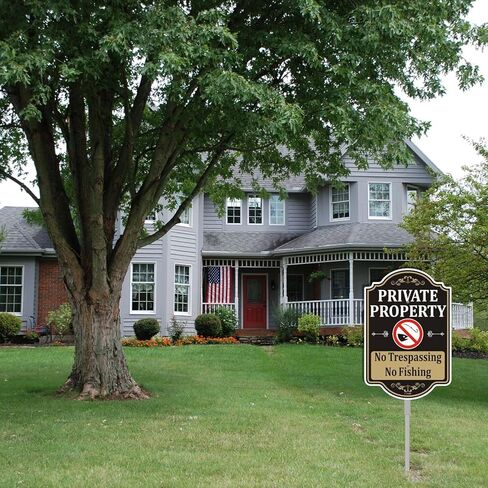 Private Property No Fishing Trespassing Sign 24 Hour Video Surveillance Violators Will Be Prosecuted 18" x 12" With 35" Long Metal Safety Stake With Stand Aluminum Outdoor Use Yard Business in Saudi Arabia
