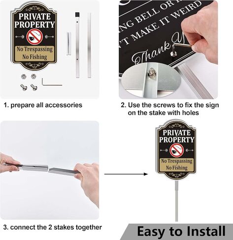 Private Property No Fishing Trespassing Sign 24 Hour Video Surveillance Violators Will Be Prosecuted 18" x 12" With 35" Long Metal Safety Stake With Stand Aluminum Outdoor Use Yard Business in Saudi Arabia