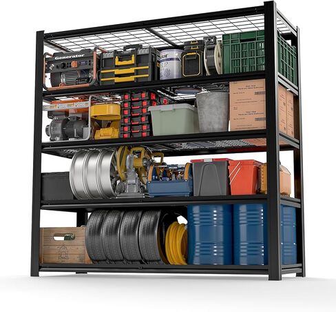 72" H x 36.12" W x 16" D Instrial 5-Heavy-Duty-Shelf Storage-Rack Adjustable Shed Shelving Metal Shelves Steel (Wire) Garage Bin Shelving Unit-s Organizer System for Basement/Kitchen, Black in Saudi Arabia
