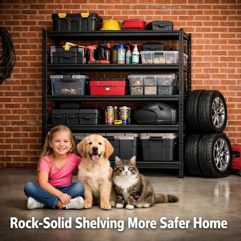 72" H x 36.12" W x 16" D Instrial 5-Heavy-Duty-Shelf Storage-Rack Adjustable Shed Shelving Metal Shelves Steel (Wire) Garage Bin Shelving Unit-s Organizer System for Basement/Kitchen, Black in Saudi Arabia