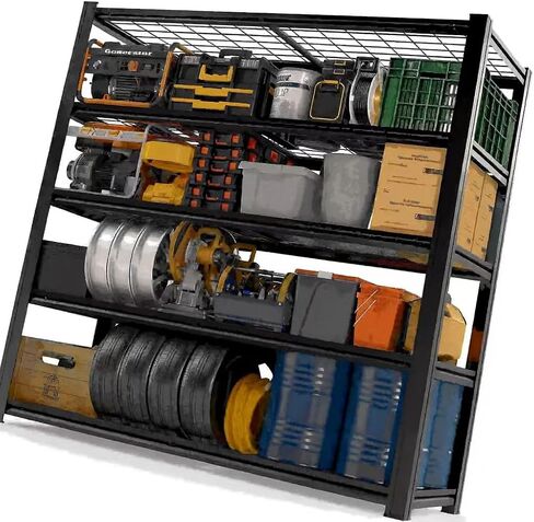 72" H x 36.12" W x 16" D Instrial 5-Heavy-Duty-Shelf Storage-Rack Adjustable Shed Shelving Metal Shelves Steel (Wire) Garage Bin Shelving Unit-s Organizer System for Basement/Kitchen, Black in Saudi Arabia