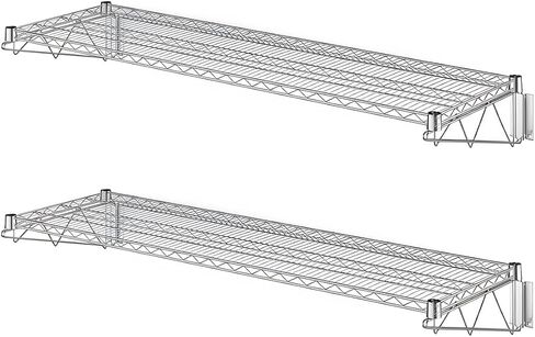 رف تثبيت على الحائط بسلك تجاري من الكروم مكون من قطعتين، رف عائم مثبت على الحائط مقاس 18 بوصة × 60 بوصة بوزن 360 رطل، رفوف ثابتة للمطبخ، وغرف المخزون، والمنزل، والفندق، والمكتب، وNSF in Kuwait