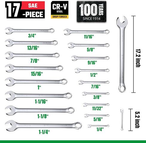 SK Combination Wrench Set, SAE 1/4" to 1-1/4", Metric 6 to 32mm, 42-Piece, SuperKrome Finish, Premium CR-V Construction, with Rolling Pouch in Saudi Arabia