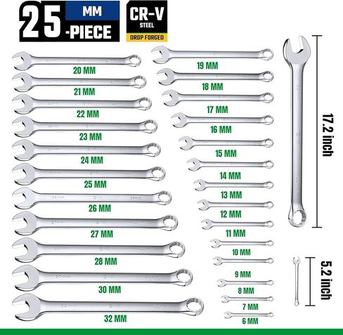 SK Combination Wrench Set, SAE 1/4" to 1-1/4", Metric 6 to 32mm, 42-Piece, SuperKrome Finish, Premium CR-V Construction, with Rolling Pouch in Saudi Arabia