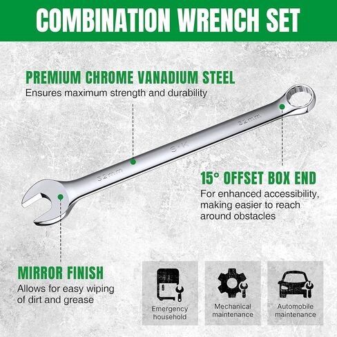 SK Combination Wrench Set, SAE 1/4" to 1-1/4", Metric 6 to 32mm, 42-Piece, SuperKrome Finish, Premium CR-V Construction, with Rolling Pouch in Saudi Arabia