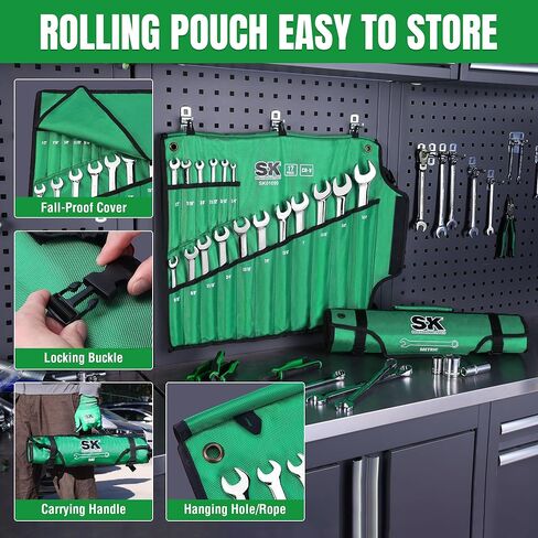 SK Combination Wrench Set, SAE 1/4" to 1-1/4", Metric 6 to 32mm, 42-Piece, SuperKrome Finish, Premium CR-V Construction, with Rolling Pouch in Saudi Arabia