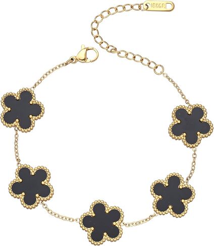 14k Gold Plated Sparkling Pink Cubic Zirconia Clover Bracelet for Women, Dainty Four Leaf Clover Sparkling Pink Bracelet, Adjustable Size, Trendy Jewelry Gifts For Her in Saudi Arabia