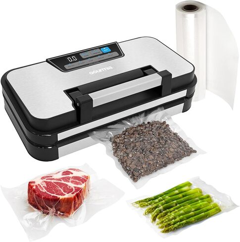 Premium Vacuum Sealer Machine for Food Storage – Dual Pressure Modes, Wet/Dry Sealing, Built-in Cutter & Bag Storage, Canister & Marinate Functions, Pulse Vacuum Control – Stainless Steel in Saudi Arabia