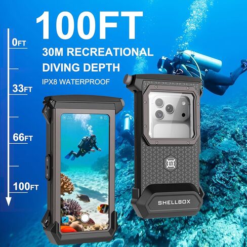 Underwater Snorkeling Phone case for iPhone and Samsung with Touchscreen, Waterproof and Snorkeling Compatible for iPhone 16 15 14 13 12 11 Pro Max/XS/X Samsung Galaxy (Blue, 4TH 33FT) in Kuwait