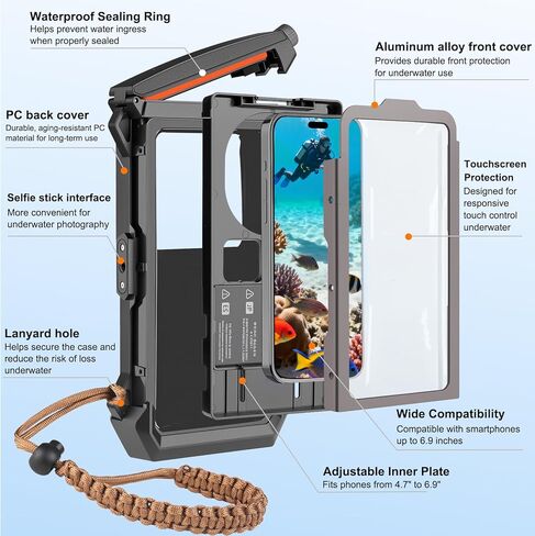 Underwater Snorkeling Phone case for iPhone and Samsung with Touchscreen, Waterproof and Snorkeling Compatible for iPhone 16 15 14 13 12 11 Pro Max/XS/X Samsung Galaxy (Blue, 4TH 33FT) in Kuwait