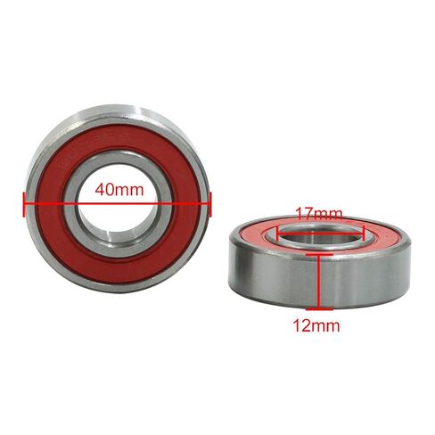 uxcell 2pcs 6203RS 17x40x12mm Red Rubber Sealed Deep Groove Ball Roller Bearings in Saudi Arabia